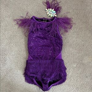 EUC - Weissman MC Purple Fringe and Feather Costume - size approx 8/10
